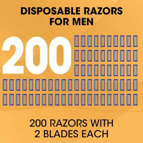200Pcs Disposable Razors with Lubricating Strip with Clear Safety Cap (200 Count)