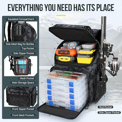 Fishing Backpack with Rod Holders & Cooler