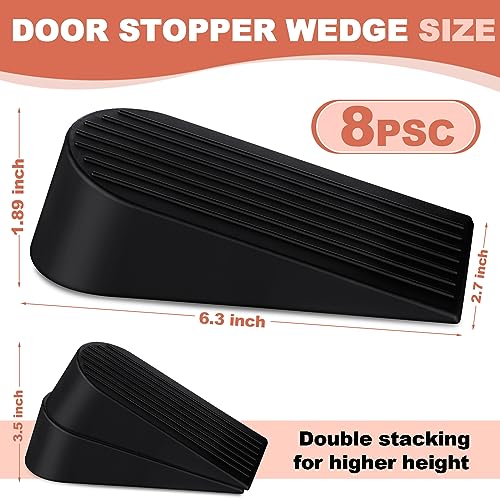 8 Pack Large Door Stoppers Heavy Duty Rubber Stopper for Bottom of Door Wedge Stopper for Home Office (8 Count)