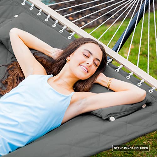 Outdoor Tree Hammock with Spreader Bars and Detachable Pillow