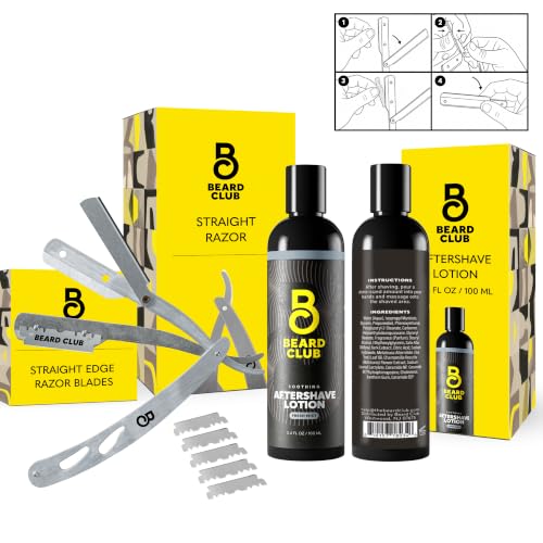 Beard Club Straight Razor for Men & Aftershave for Men (2 Count)