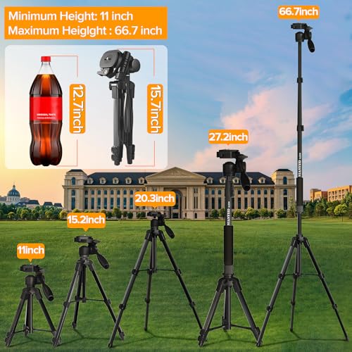 66.7" Camera Tripod Monopod with 3