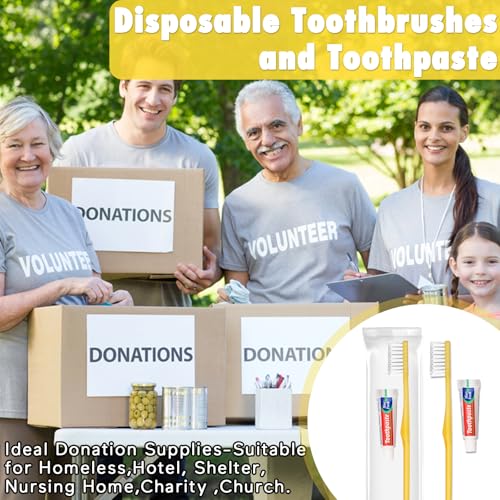 Disposable Toothbrushes with Toothpaste Pack of 300 (300 Count)