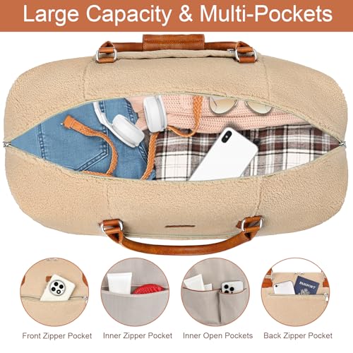 Weekender Bag for Women 21.5" Travel Duffel Large Carry On Bag 3PCS (3 Count)