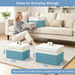 Large 22 Quart Linen Fabric Foldable Storage Bin Cube Organizer Basket with Flip (4 Count)