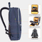 Leather Laptop Backpack for Men with Trolley Strap 16L Blue
