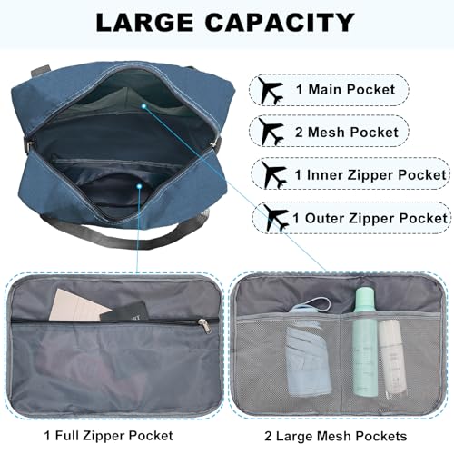 Foldable Carry on Luggage Bag 22x14x9 Personal Item Bag for Airplanes Travel Duffel Bag for Women and Men
