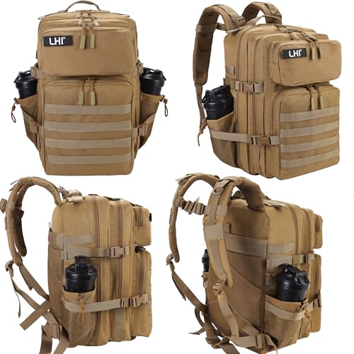 Military Tactical Backpack for Men and Women 45L Army 3 Days Assault Pack Bag Large Rucksack with Molle System Tan