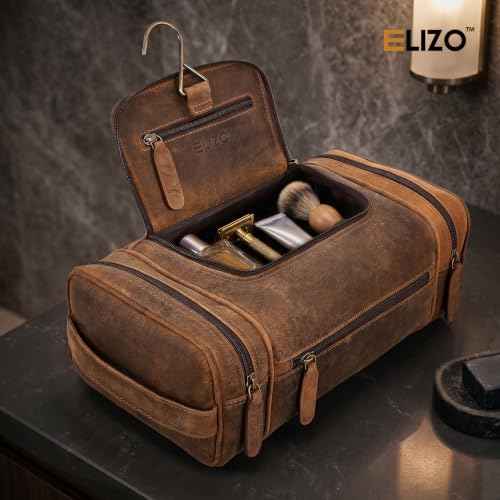 Real Leather Toiletry Bag for Men