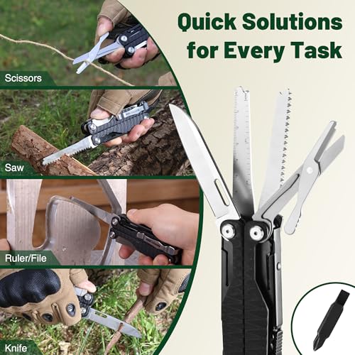 17-in-1 Multitool Pliers, CNC-Machined Steel, G10 Handle