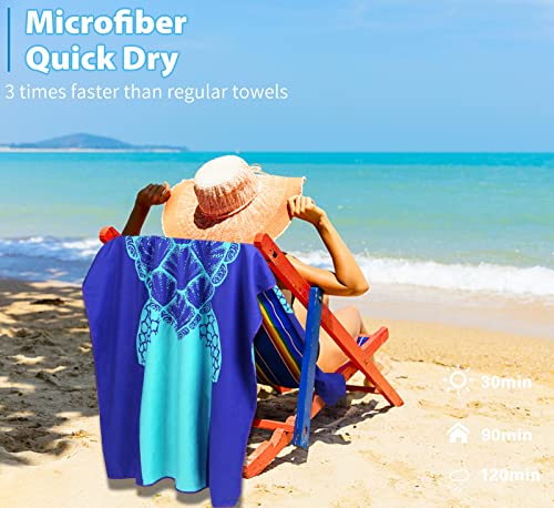 Microfiber Beach Towel with Bag Oversized 71x32 Sand Free 2 Pack (2 Count)