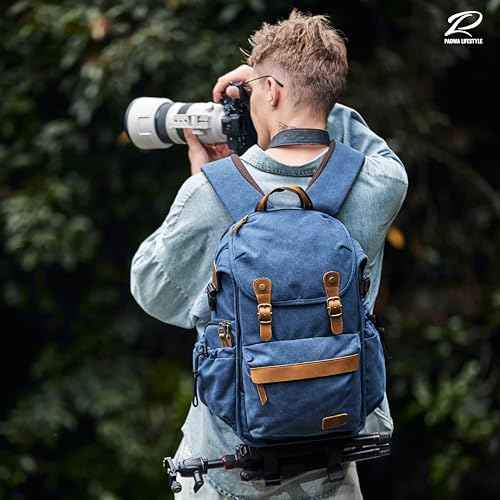 Blue Canvas Camera Backpack