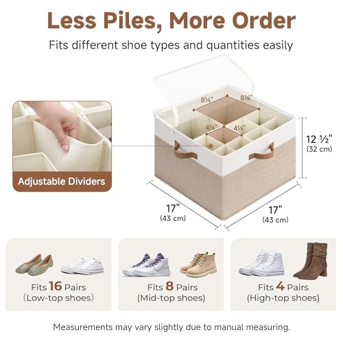 2-Pack 32-Pair Closet Shoe Storage Organizer, Brown and White (2 Count)