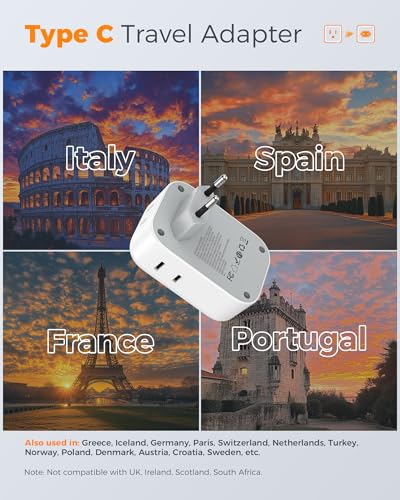 European Travel Plug Adapter 2 Pack