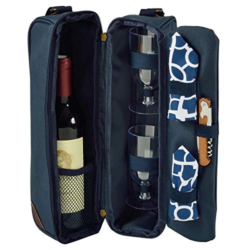Insulated Wine Tote with 2 Wine Glasses