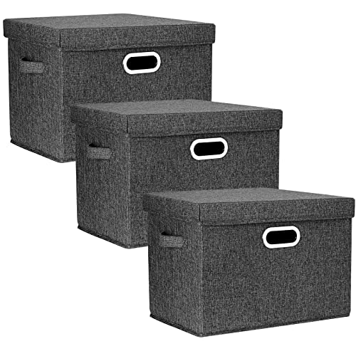 Large Collapsible Storage Bins with Lids (3 Count)