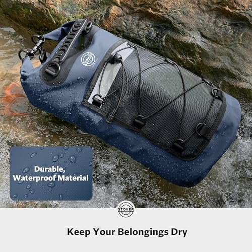 5/10/25/30/40L Waterproof Dry Bag & Phone Case - Large Floating Dry Backpack for Kayaking, Travel, Hiking, Fishing, Camping, Motorcycles & Beach, Heavy-Duty Roll Top Men/Women (Navy Blue)