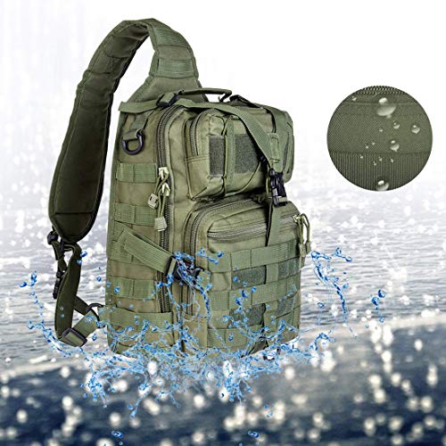 Tactical Sling Bag Pack Military Assault Rucksack Shoulder Bag Backpack Chest Pack Handbag Waterproof for Travel Hiking Camping Trekking Exploring Fishing Hunting