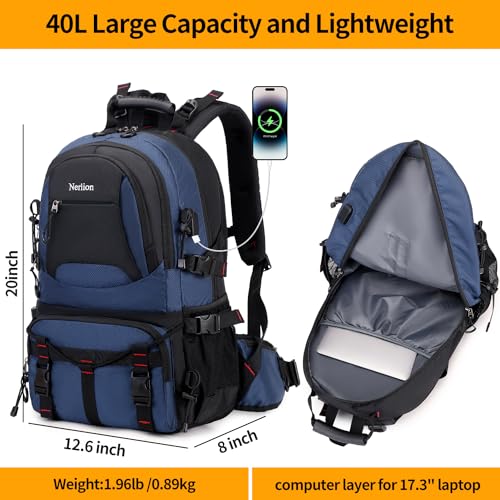 Nerlion 40L Hiking Backpack Travel Backpack for Men Women Camping Waterproof Outdoor Hiking Daypack Lightweight Backpack