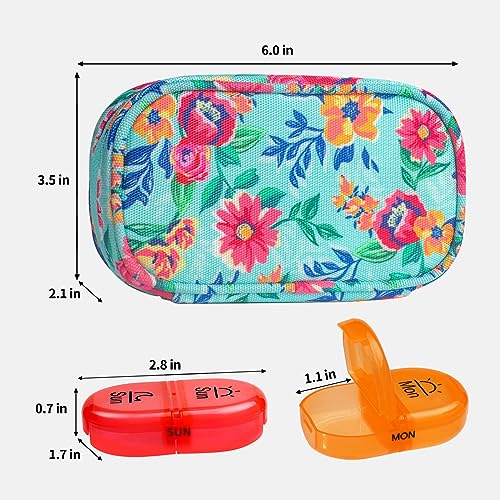 Weekly Travel Pill Organizer 2 Times a Day AM PM Rainbow Pill Box
