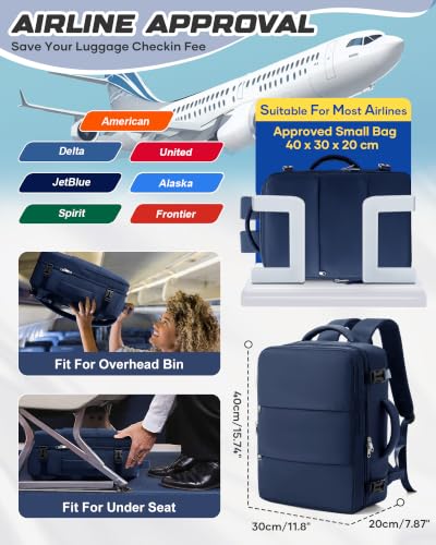 Travel Backpack for Women Men with Compression Vacuum Storage Bag & Electric Pump
