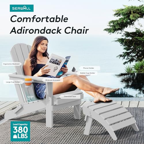 Outdoor Adirondack Chairs with 2 Cup Holders