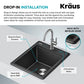 Bellucci 18 inch Granite Workstation Drop In Top Mount Single Bowl Kitchen Sink in Metallic Grey with Accessories