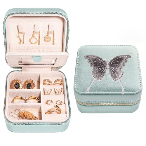Travel Jewelry Organizer Boxes for Women Small Portable Necklace Earrings Bracelet Rings Travel Case Best Friend Birthday Gifts for Women Trendy