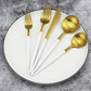 20-Piece 18/10 Stainless Steel Flatware Silverware, Luxury Dinnerware Set Travel Cutlery Tableware Include Knife Fork Spoon Service for 4, Dishwasher Safe (White Handle Matte Gold) (4 Count)