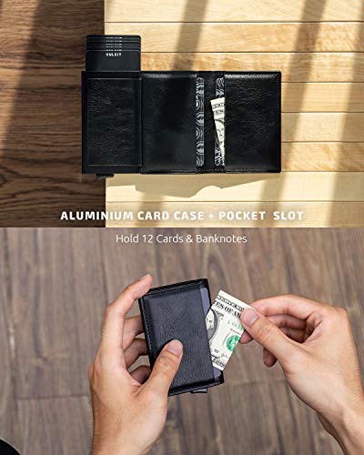 Card Holder Pop Up Slim Wallet Leather RFID Blocking Card Case Up to 8 Credit Cards Black (7 Count)