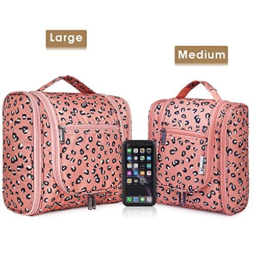 Hanging Cheetah Toiletry Bag for Women Travel Makeup Bag Organizer Toiletries Bag for Cosmetics Essentials Accessories
