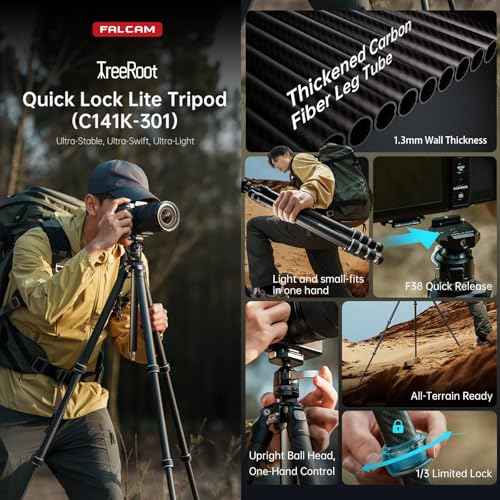 FALCAM TreeRoot F38 Quick Lock Lite Carbon Fiber Tripod with Ball Head