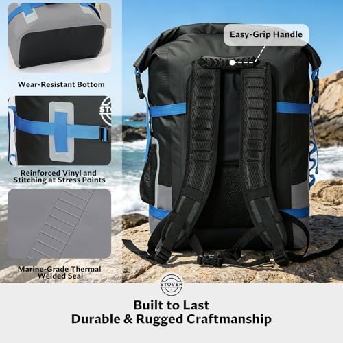 30/40/55L Waterproof Dry Backpack & Phone Case - 2XL Floating Dry Bag for Kayaking, Travel, Hiking, Fishing, Camping, Motorcycles & Beach, Heavy-Duty Roll Top Men/Women (Black/Grey/Blue)