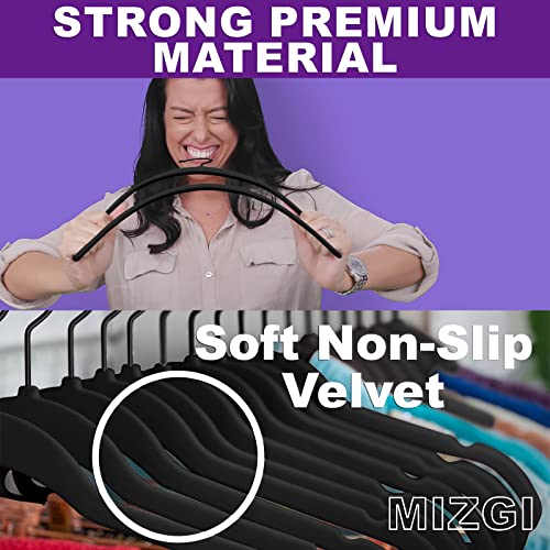 Black Velvet Hangers 50 Pack Non Slip Heavy Duty Black Hooks (50 Count)