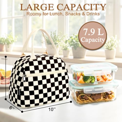 Lunch Bag for Women Insulated Lunch Box Corduroy Lunch Tote Cooler for Travel Work Picnic
