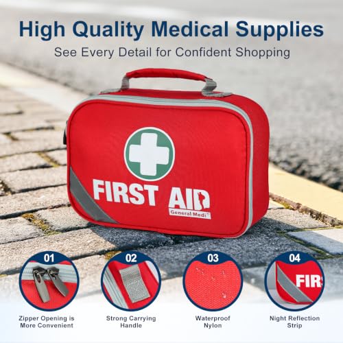 2-in-1 First Aid Kit (215 Piece Set) + 43 Piece Mini First Aid Kit -Includes Ice(Cold) Pack, Moleskin Pad and Emergency Blanket for Travel, Home, Office, Car, Workplace (27.95 Count)