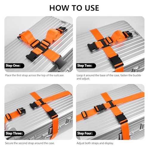 Cross Luggage Straps for Suitcase and Luggage Tags 3 Packs