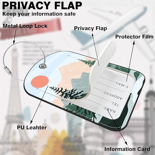 2 Pack Luggage Tags for Suitcases Travel Bag with Name Label Stainless Loop
