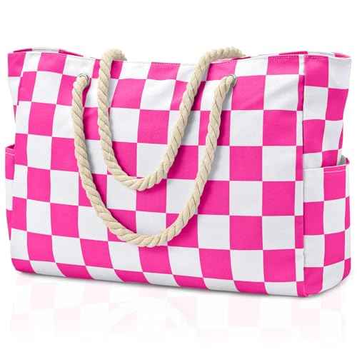 Beach Bag Large Beach Tote Bag for Women Waterproof Sandproof Swim Pool Bag With Zipper