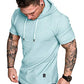 Mens Fashion Hoodies Sport Pullover Solid Color Shirt Workout Lightweight Tops Sky Blue XX