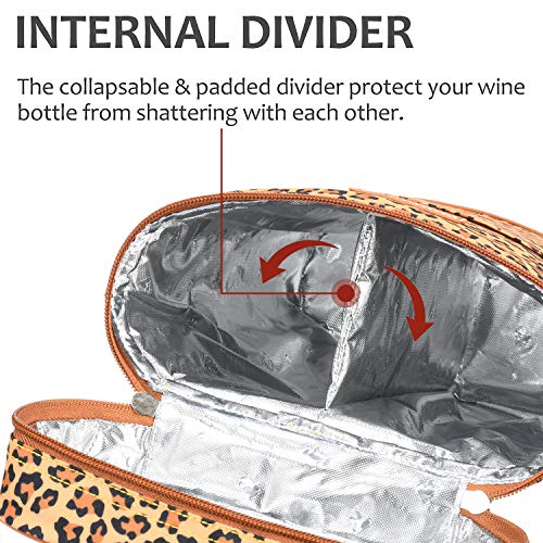 2 Bottle Insulated Wine Tote Carrier Bag