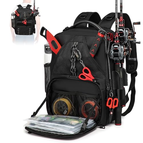 Fishing Tackle Backpack with 2 Rod Holders
