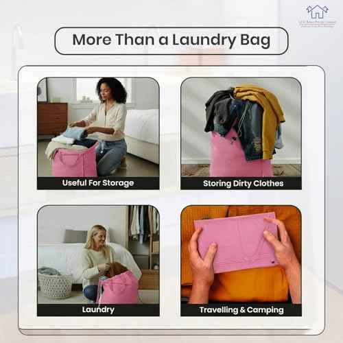 LFH Home Large Premium Cotton Rich Canvas Laundry Bag with Drawstring and Handles Heavy Duty (2 Count)