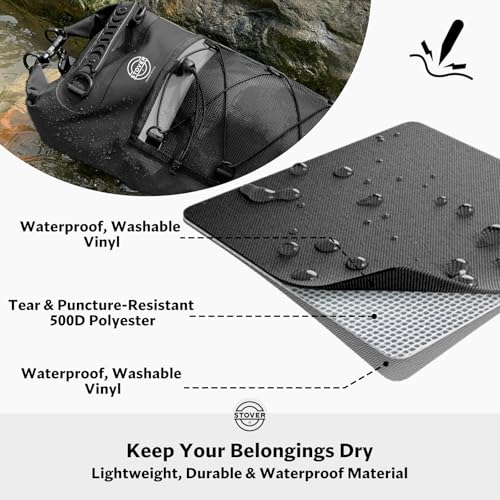5/10/25/30/40L Waterproof Dry Bag & Phone Case - Large Floating Dry Backpack for Kayaking, Travel, Hiking, Fishing, Camping, Motorcycles & Beach, Heavy-Duty Roll Top Men/Women (Black)