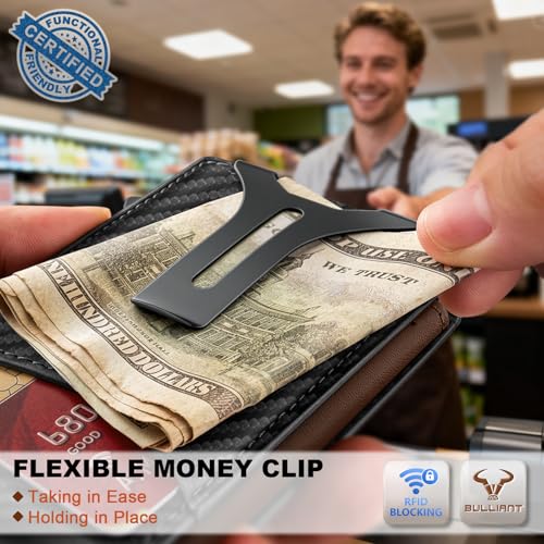 Men Slim Magnetic Leather Wallet Metal Case Money Clip 9 Cards