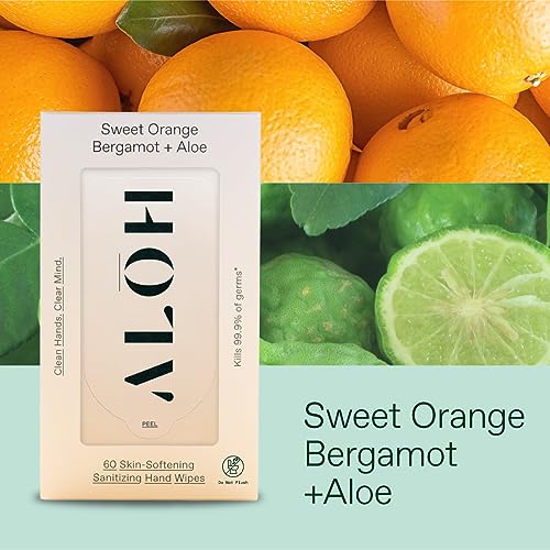 ALŌH Sweet Orange Bergamot + Aloe Hand Sanitizer Wipes (120 Count)