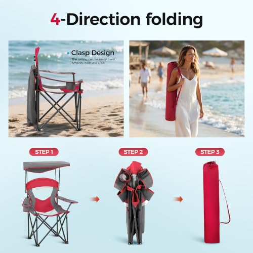 Heavy Duty Canopy Camping Chairs with Adjustable Sunshade