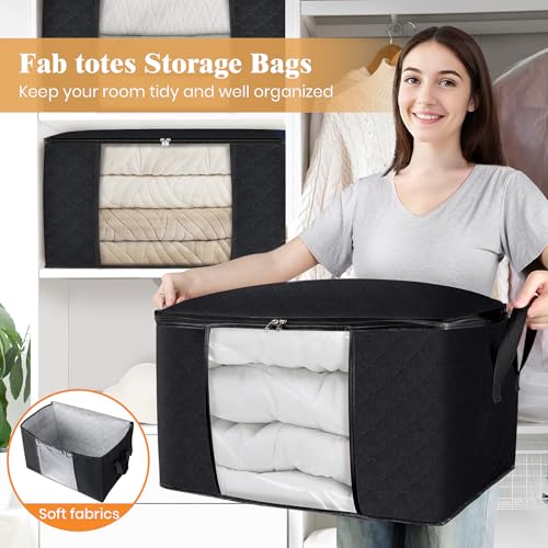 6 Pack Storage Bags for Clothes Blanket Storage Bins with Lids (6 Count)