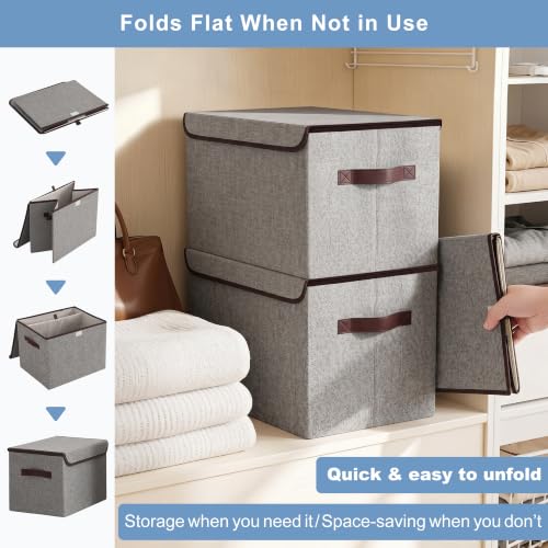 Large 42 Quarts Fabric Storage Bins with Lids [2 (2 Count)