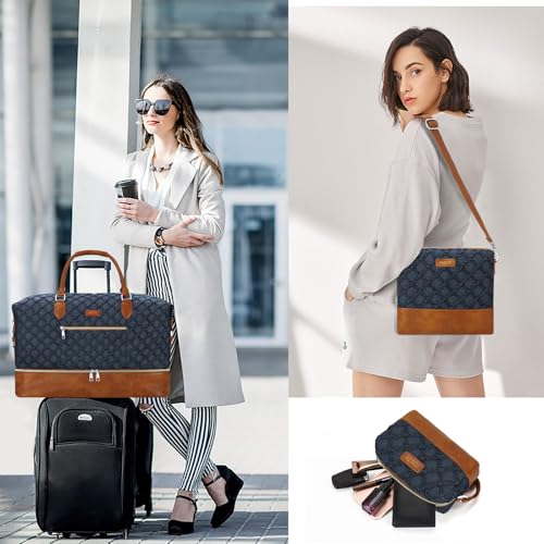 Weekender Bag for Women 21.5" Travel Duffel Large Carry On Bag 3PCS